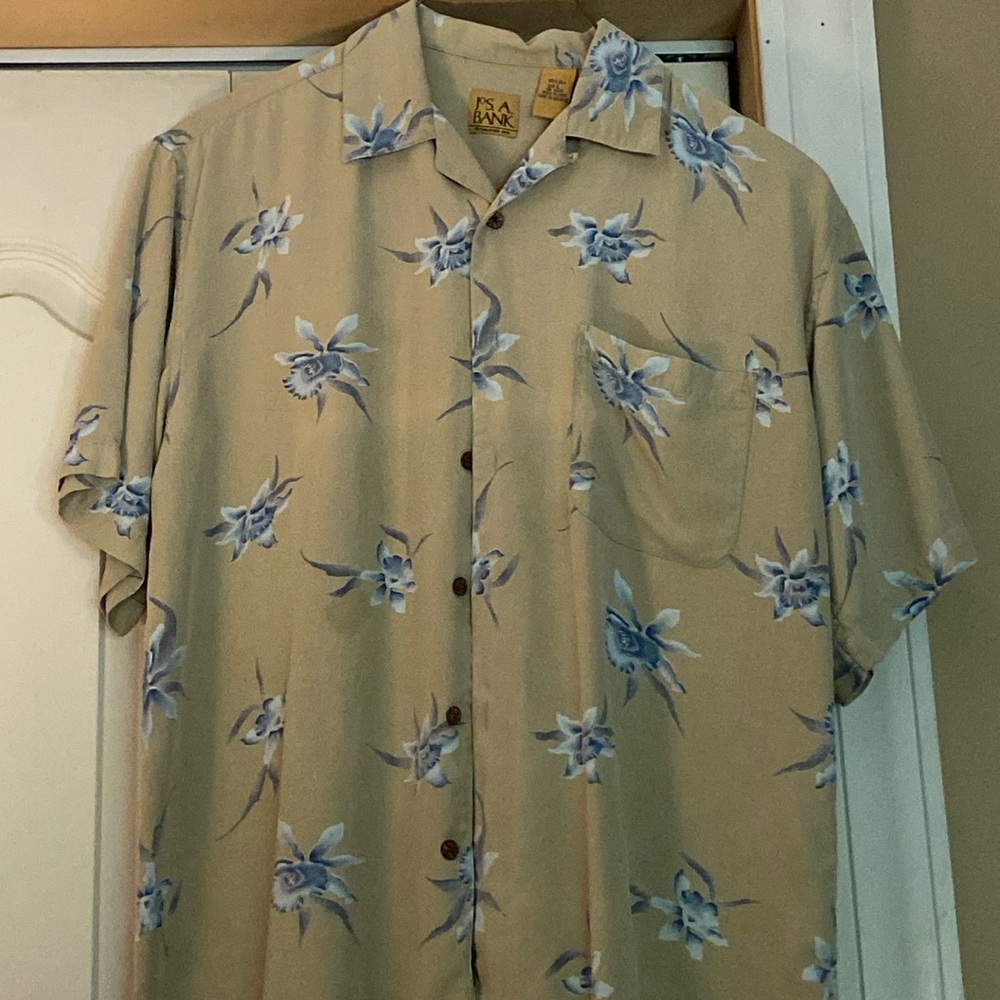 Jos. A. Bank 100% Silk Hawaiian Men’s Shirt Large